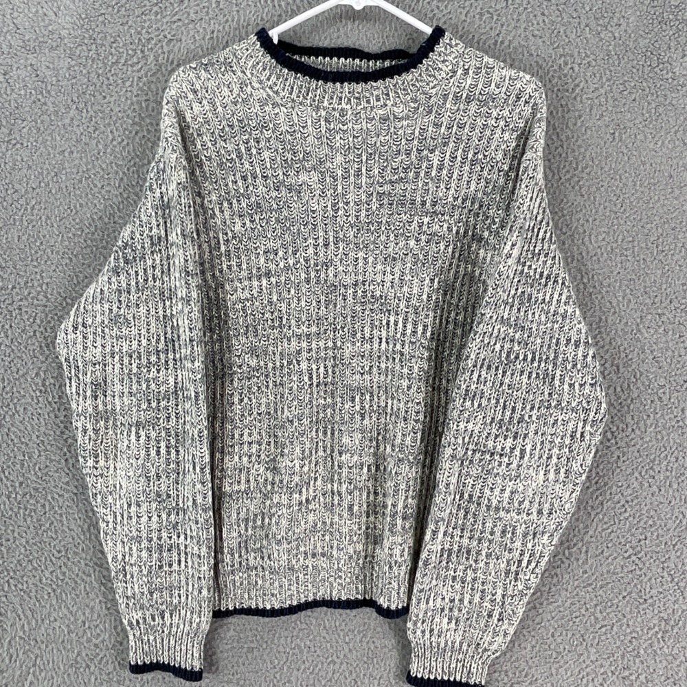 Old Navy Sweater Mens S Grey Marled Knit Good Vintage 90's Ramie Cotton Crewneck